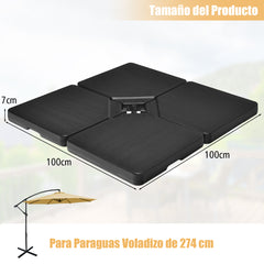 13 L 4 Soportes de Sombrilla Exterior Base para Sombrilla Rellenable de Arena y Agua HDPE Pie Sombrilla Cuadrada con Boquillas de Llenado