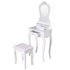 Tocador de Maquillaje Escritorio Mesa con Taburete Espejo y 3 Cajones