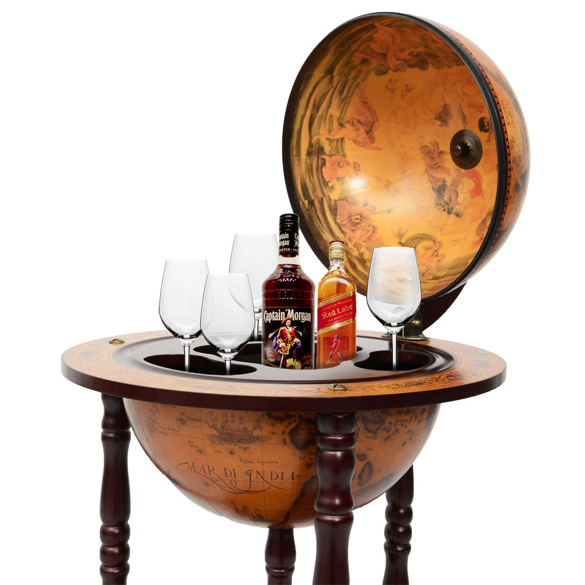Globo Minibar Botellero Vintage Estante de Vino Carrito de Bar con Ruedas