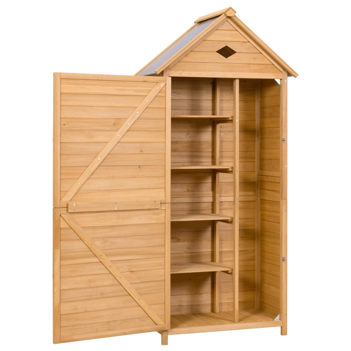 Caseta de Herramientas Cobertizo de Jardín Armario de Madera Compartimiento de Almacenaje 70x35,5x176 cm