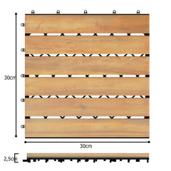 10 Azulejos de Madera de Acacia para Veranda de Interior y Exterior Marrón 30 x 30 x 2,5 cm