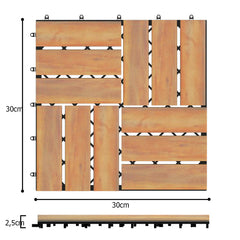 10 Azulejos de Madera de Acacia para Veranda Suelo de Interior y Exterior Marrón 30 x 30 x 2,5 cm