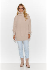 Jersey de cuello alto modelo 185214 Makadamia
