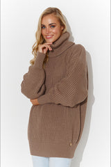 Jersey de cuello alto modelo 185216 Makadamia