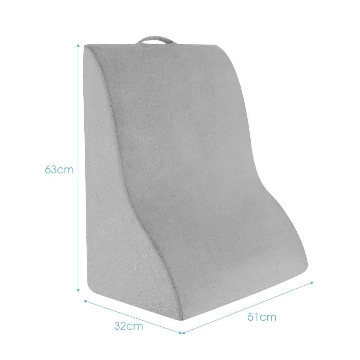 Almohada de Lectura de Cuña Triangular Diseño Curvado Único Funda Lavable a Máquina Cojín para Dormir Cama Embarazos 51 x 32 x 63 cm Gris