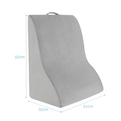 Almohada de Lectura de Cuña Triangular Diseño Curvado Único Funda Lavable a Máquina Cojín para Dormir Cama Embarazos 51 x 32 x 63 cm Gris