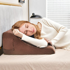 Almohadas de Cuña para Cama con Soporte para Tableta Espuma de Alta Resiliencia Bolsillos Laterales Marrón