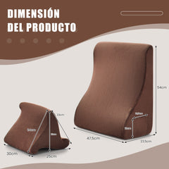 Almohadas de Cuña para Cama con Soporte para Tableta Espuma de Alta Resiliencia Bolsillos Laterales Marrón