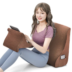 Almohadas de Cuña para Cama con Soporte para Tableta Espuma de Alta Resiliencia Bolsillos Laterales Marrón