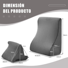 Almohadas de Cuña para Cama con Soporte para Tableta Espuma de Alta Resiliencia Bolsillos Laterales Gris