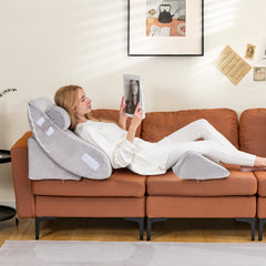 Almohada de Cuña para Cama de 4 Piezas Juego de Almohadas Postquirúrgicas de Espuma de Memoria Almohada de Soporte de Espalda Ajustable Gris