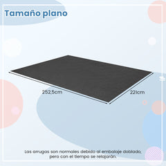 Alfombra para Suelo de Garaje Reutilizable y Lavable con Cinta de Doble Cara Respaldo Antideslizante Impermeable 252,5 x 221 cm Gris