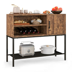 Aparador Buffet Mesa Consola con Estantes para Vinos y Estantes de Almacenamiento Aparador Marco de Metal para Comedor Salón Entrada Marrón