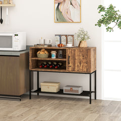 Aparador Buffet Mesa Consola con Estantes para Vinos y Estantes de Almacenamiento Aparador Marco de Metal para Comedor Salón Entrada Marrón