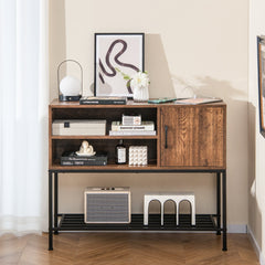 Aparador Buffet Mesa Consola con Estantes para Vinos y Estantes de Almacenamiento Aparador Marco de Metal para Comedor Salón Entrada Marrón