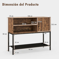 Aparador Buffet Mesa Consola con Estantes para Vinos y Estantes de Almacenamiento Aparador Marco de Metal para Comedor Salón Entrada Marrón