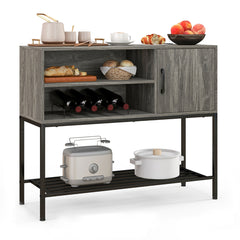Aparador Buffet Mesa Consola con Estantes para Vinos y Estantes de Almacenamiento Aparador Marco de Metal para Comedor Salón Entrada Gris