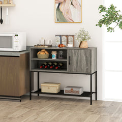 Aparador Buffet Mesa Consola con Estantes para Vinos y Estantes de Almacenamiento Aparador Marco de Metal para Comedor Salón Entrada Gris