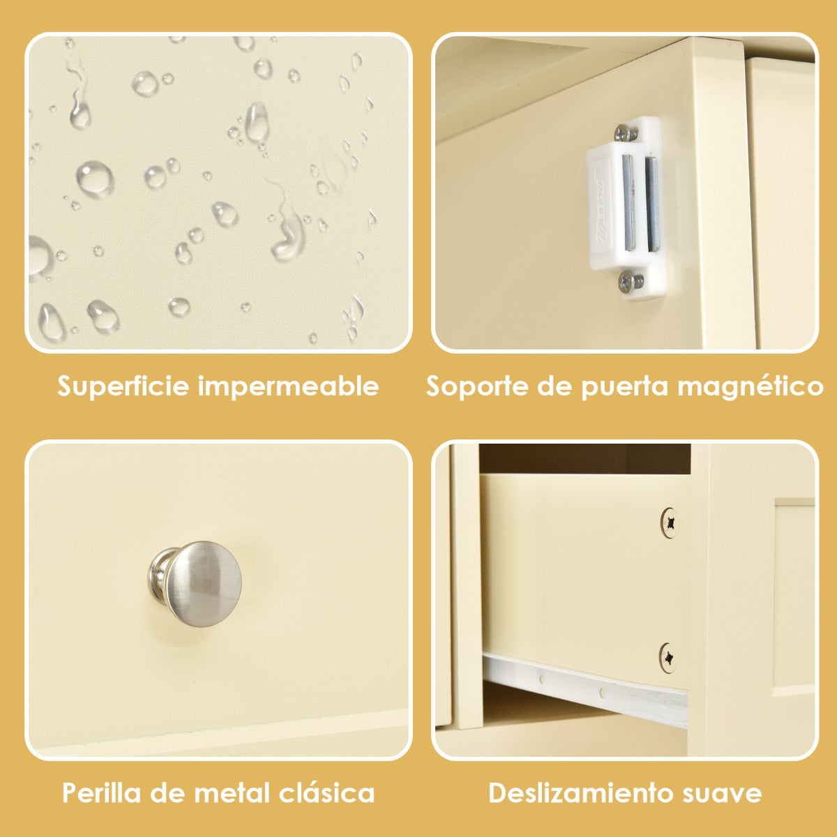Aparador Cocina de Madera con 2 Cajones y 2 Repisa Abajo Puertas Mesa Auxiliar de Buffet para Salón Oficina 117 x 38 x 86,5 cm Beige