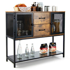 Despensa Industrial Consola con 2 Armarios 2 Cajones Aparador Multifuncional para Salón Comedor Cocina 100 x 35 x 85 cm Marrón