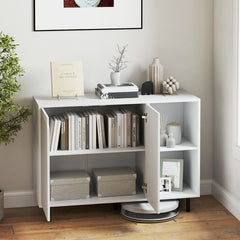 Aparador de Buffet de 106 cm Armario de Almacenamiento Moderno para Cocina con 2 Puertas y Estantes Armario de Café Bar para Comedor Blanco