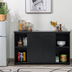 Aparador de Cocina Buffet con Puertas Correderas Armario Multiusos Organizador de Almacenamiento para Comedor Salón 107 x 33 x 60 cm Negro