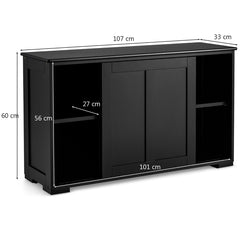 Aparador de Cocina Buffet con Puertas Correderas Armario Multiusos Organizador de Almacenamiento para Comedor Salón 107 x 33 x 60 cm Negro