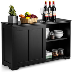Aparador de Cocina Buffet con Puertas Correderas Armario Multiusos Organizador de Almacenamiento para Comedor Salón 107 x 33 x 60 cm Negro