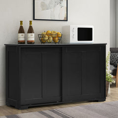 Aparador de Cocina Buffet con Puertas Correderas Armario Multiusos Organizador de Almacenamiento para Comedor Salón 107 x 33 x 60 cm Negro