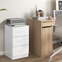 Archivador con 3 Cajones para Hojas Documentos y Carpetas Mesita de Noche para Oficina Dormitorio 37 x 34 x 66,5 cm Blanco