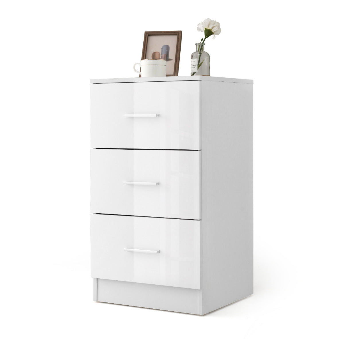 Archivador con 3 Cajones para Hojas Documentos y Carpetas Mesita de Noche para Oficina Dormitorio 37 x 34 x 66,5 cm Blanco