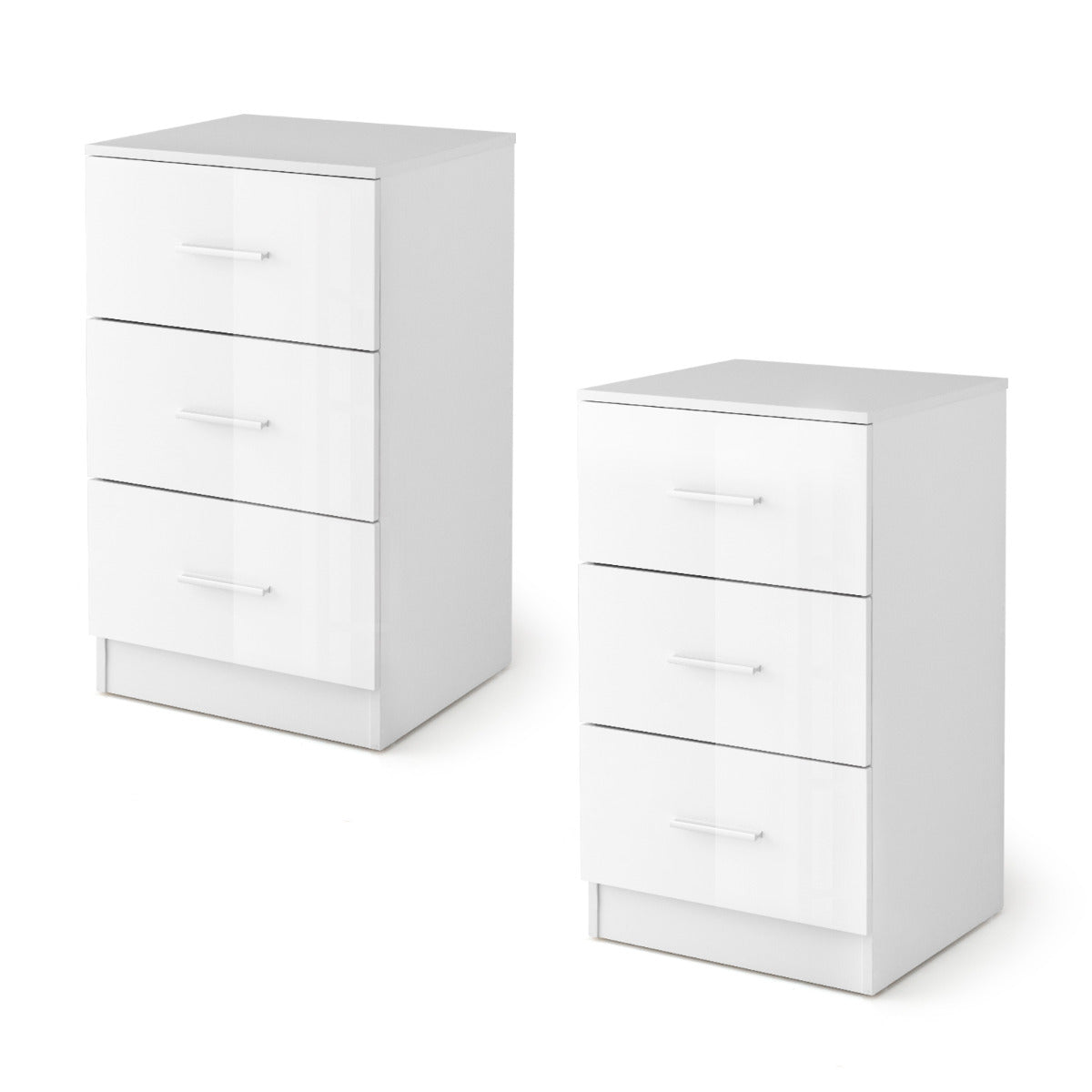 2 x Archivadores con 3 Cajones para Hojas Documentos y Carpetas Mesita de Noche para Oficina Dormitorio 37 x 34 x 66,5 cm Blanco