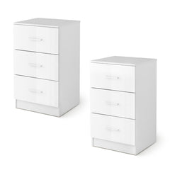 2 x Archivadores con 3 Cajones para Hojas Documentos y Carpetas Mesita de Noche para Oficina Dormitorio 37 x 34 x 66,5 cm Blanco