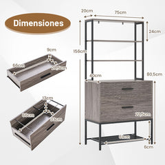 Archivador Vertical Soporte para Impresora con Estantes Cajón Compatible con Tamaño Carta A4 Legal para Oficina Gris