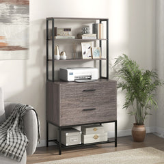 Archivador Vertical Soporte para Impresora con Estantes Cajón Compatible con Tamaño Carta A4 Legal para Oficina Gris