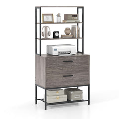 Archivador Vertical Soporte para Impresora con Estantes Cajón Compatible con Tamaño Carta A4 Legal para Oficina Gris