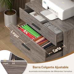 Archivador Vertical Soporte para Impresora con Estantes Cajón Compatible con Tamaño Carta A4 Legal para Oficina Gris