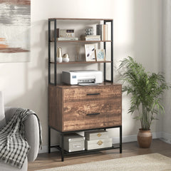 Archivador Vertical Soporte para Impresora con Estantes Cajón Compatible con Tamaño Carta A4 Legal para Oficina Marrón