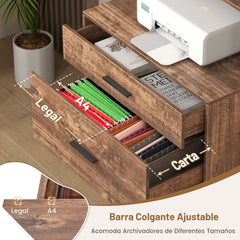 Archivador Vertical Soporte para Impresora con Estantes Cajón Compatible con Tamaño Carta A4 Legal para Oficina Marrón