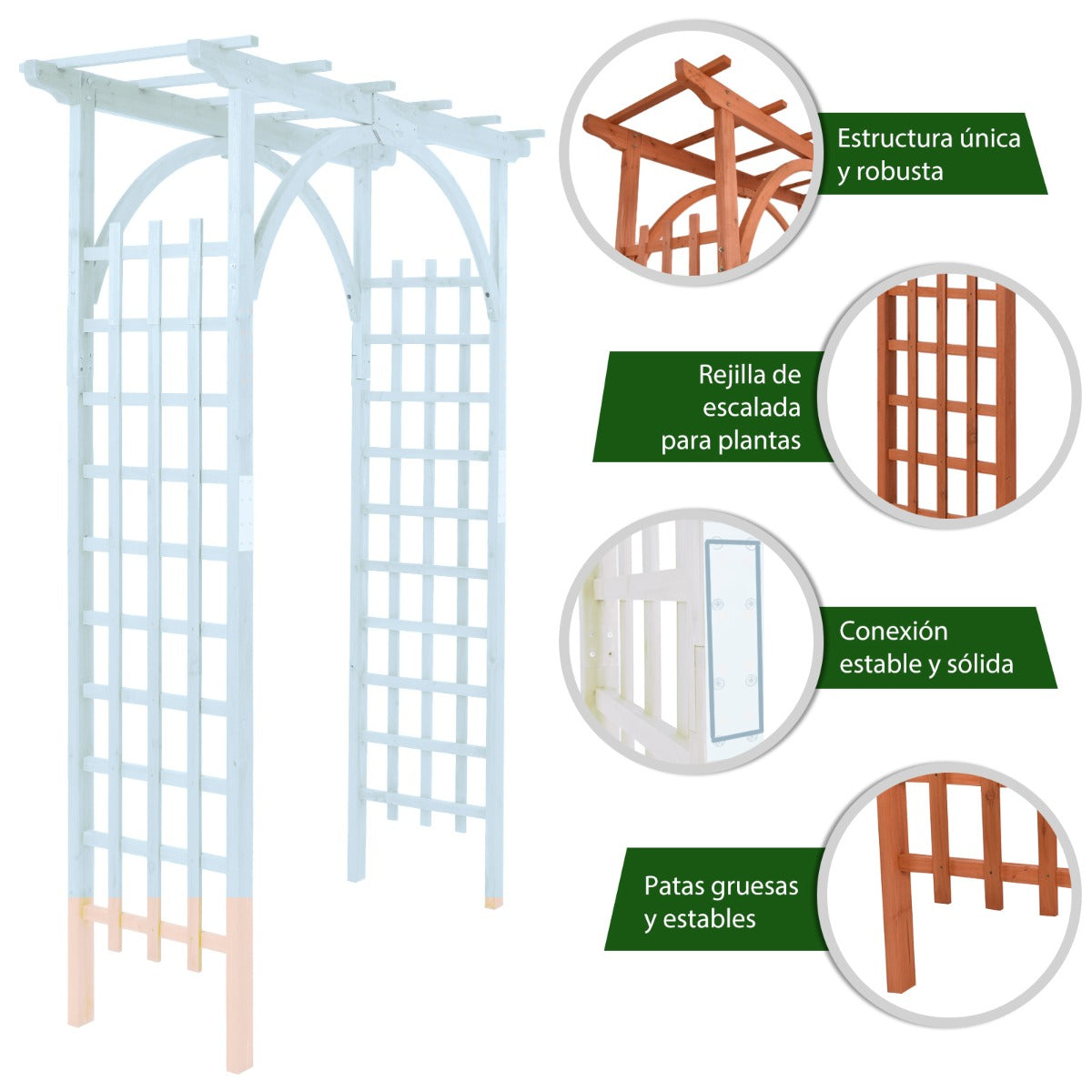 Arco de Madera para Exterior Enrejado de Arco de Jardín para Plantas Trepadoras Arco de Pérgola Soporte de Telón de Fondo para Boda