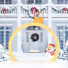Arco Navideño Iluminado de 314 cm Arco Decoración Festiva con Adorno Dorado 300 Luces LED Blancas Cálidas Exhibición para Jardín o Césped
