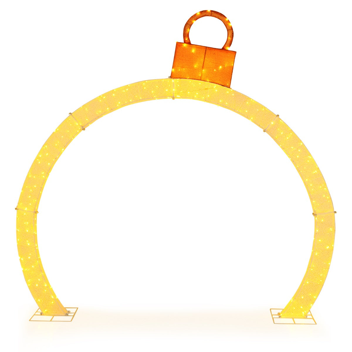 Arco Navideño Iluminado de 314 cm Arco Decoración Festiva con Adorno Dorado 300 Luces LED Blancas Cálidas Exhibición para Jardín o Césped