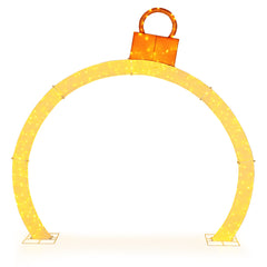 Arco Navideño Iluminado de 314 cm Arco Decoración Festiva con Adorno Dorado 300 Luces LED Blancas Cálidas Exhibición para Jardín o Césped