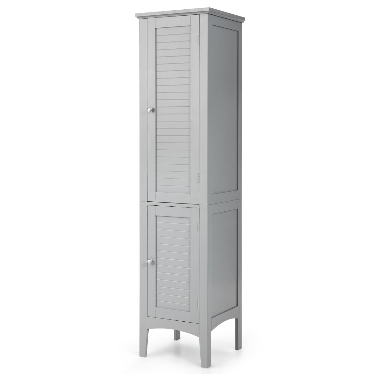 Armario Alto de Baño con 5 Niveles de Almacenamiento Gabinete Independiente Organizador Estrecho para Cocina 37 x 37 x 160 cm Gris