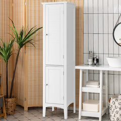 Armario Alto de Baño con 5 Niveles de Almacenamiento Gabinete Independiente Organizador Estrecho para Cocina 37 x 37 x 160 cm Blanco