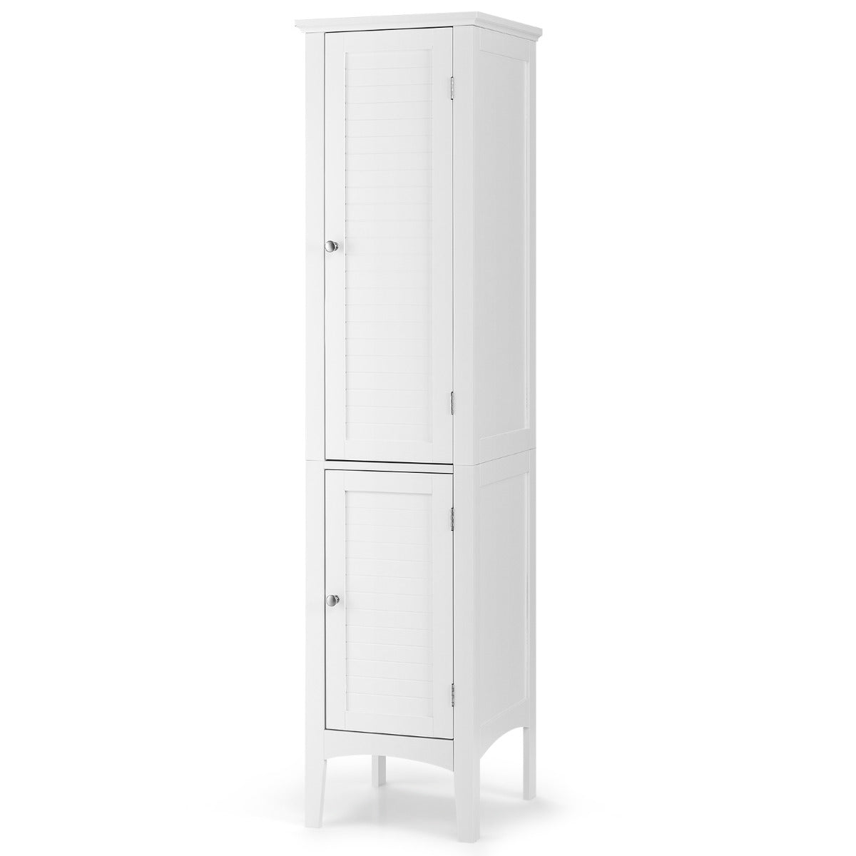 Armario Alto de Baño con 5 Niveles de Almacenamiento Gabinete Independiente Organizador Estrecho para Cocina 37 x 37 x 160 cm Blanco