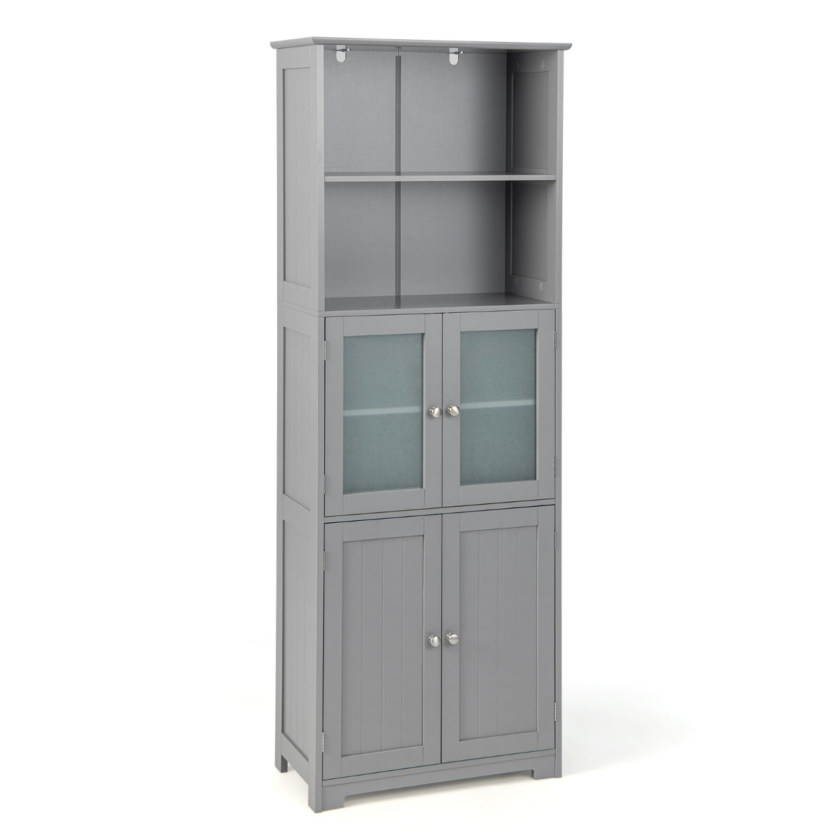 Armario Alto de Baño con 2 Puertas Cajón Estantes Ajustables Armario Independiente para Sala Dormitorio Cocina 60 x 30 x 163 cm Gris