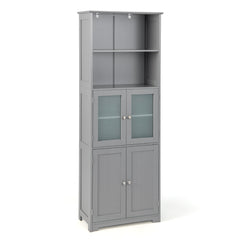 Armario Alto de Baño con 2 Puertas Cajón Estantes Ajustables Armario Independiente para Sala Dormitorio Cocina 60 x 30 x 163 cm Gris