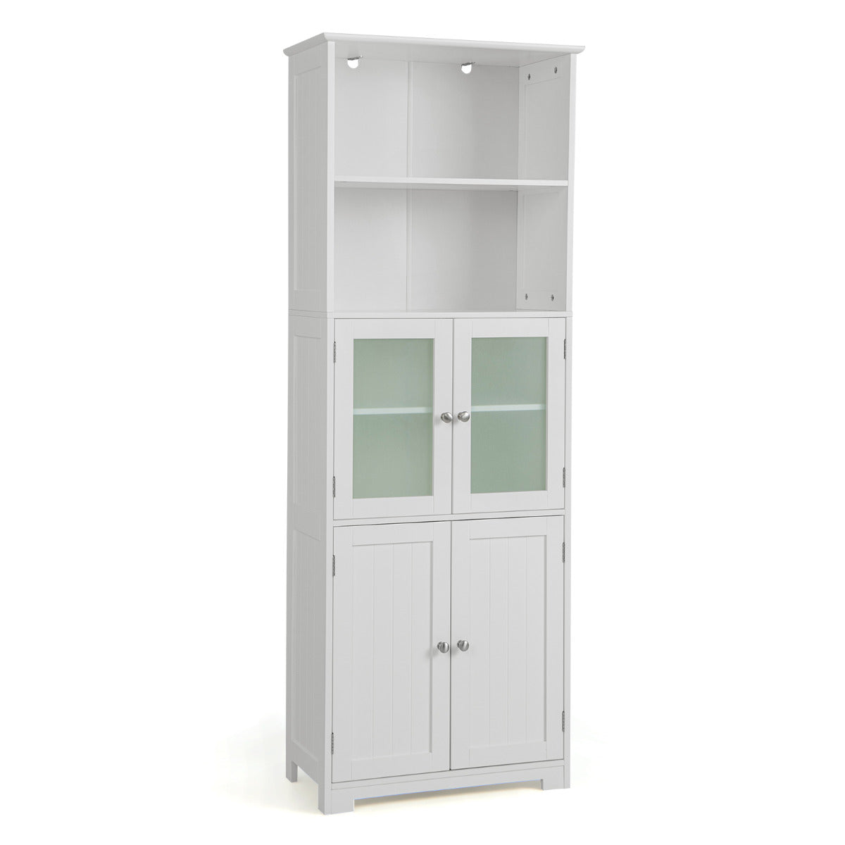 Armario Alto de Baño con 2 Puertas Cajón Estantes Ajustables Armario Independiente para Sala Dormitorio Cocina 60 x 30 x 163 cm Blanco
