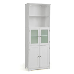 Armario Alto de Baño con 2 Puertas Cajón Estantes Ajustables Armario Independiente para Sala Dormitorio Cocina 60 x 30 x 163 cm Blanco